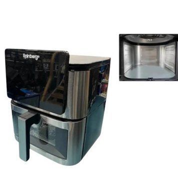 Аерогриль Rainberg RB 2321 4200W аерофрітюрниця безмасляна для приготування без олії з 2 Тенами 12,5 л та сенсорним керуванням Срібляста з чорним RB 2321 фото