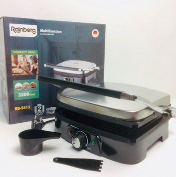 Електричний прижимний гриль Rainberg RB-5413 з терморегулятором 3200W RB 5413 фото