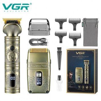 Набір VGR V-649 тример акумуляторний зі змінними насадками та портативний шейвер, для стрижки волосся та бороди V 649 фото