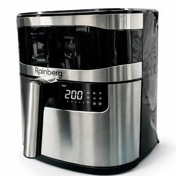 Аерогриль Rainberg RB 2330 4200W аерофрітюрниця безмасляна для приготування без олії з 2 Тенами 8,5 л Срібляста з чорним RB 2330 фото