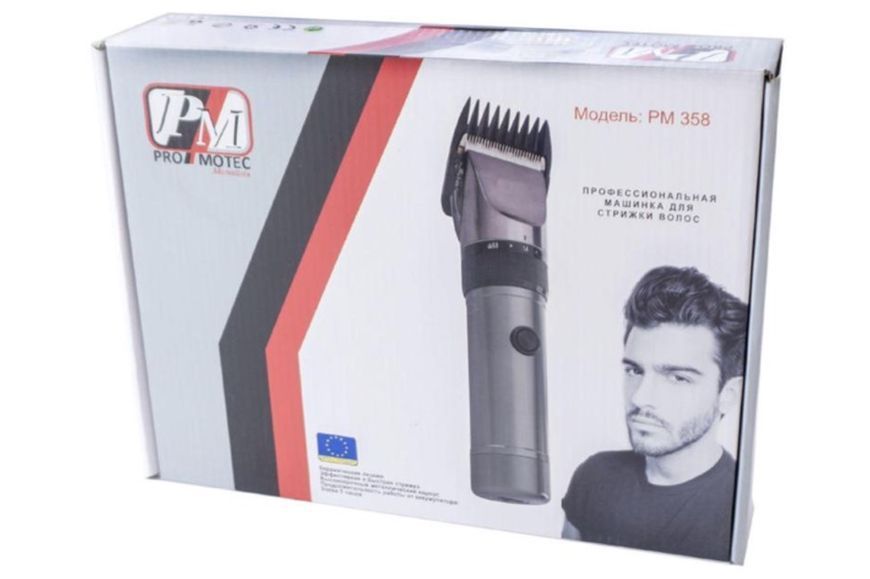 Машинка триммер Promotec PM-358 Pro для стрижки волосся з керамічним покриттям + 4 насадки PM 358 фото