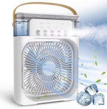 Портативний настільний вентилятор із зволожувачем повітря  4в1 AIR COOLER FAN з резервуаром для води та підсвіткою Білий від USB VENT 9418 White фото
