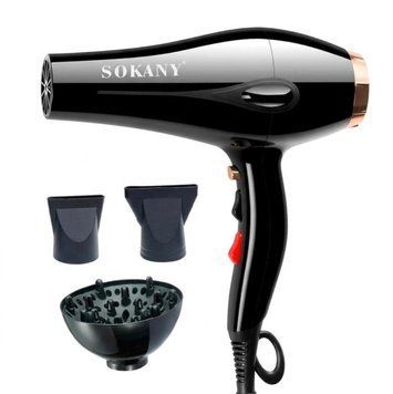 Фен для волосся з дифузором і концентратором Sokany SK-2213 2600 Вт для укладання і сушіння волосся Чорний SK-2213 фото